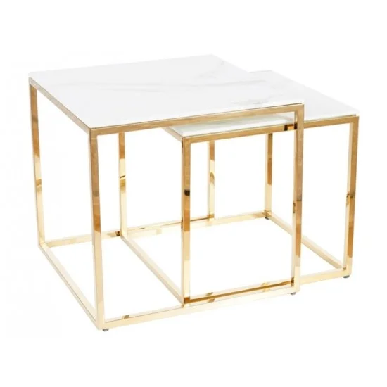 Журнальний столик GLORIA білий ефект мармуру / золото (Комплект) GLORIAMAZL 1