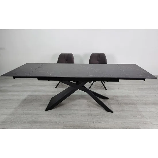 Обеденный раскладной стол MADISON CERAMIC 160(240)*90 черный мат/черный 3