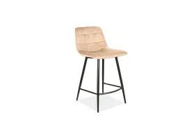 Полубарный стул MILA H-2 VELVET черный каркас / беж MILAH2VCBE