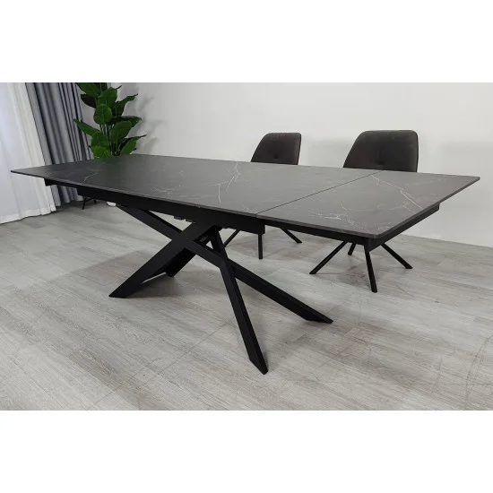 Обеденный раскладной стол MADISON CERAMIC 160(240)*90 черный мат/черный 6