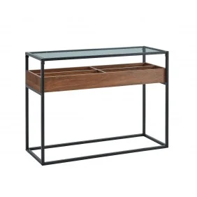 Журнальний столик HARMONY C прозорий+горіх / чорний 110x40 HARMONYCORC