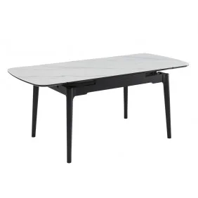 Стол DUBLIN CERAMIC 120(180)*80 белый мат/черный каркас