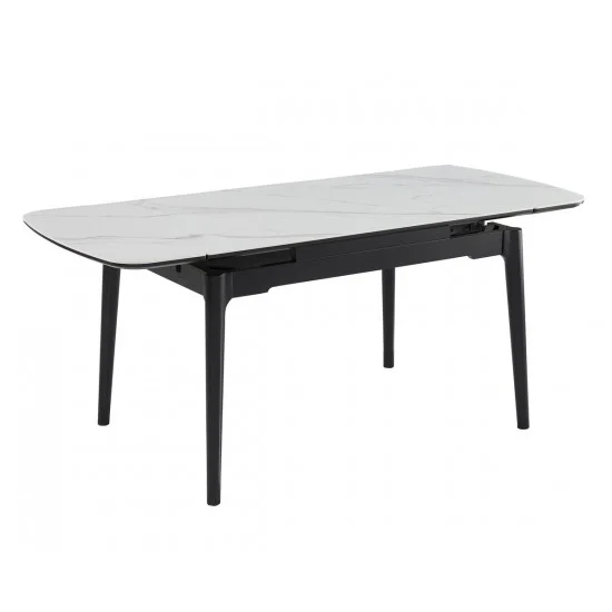 Стол DUBLIN CERAMIC 120(180)*80 белый мат/черный каркас 1