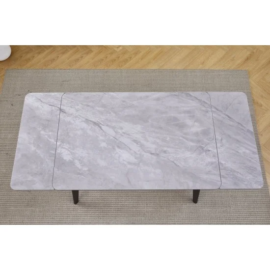 Стіл обідній розкладний OSLO CERAMIC 120(180)*80 сірий глянець/чорний каркас 4