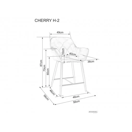 Напівбарний стілець CHERRY H-2 VELVET чорний каркас / чорний CHERRYH2CC 6