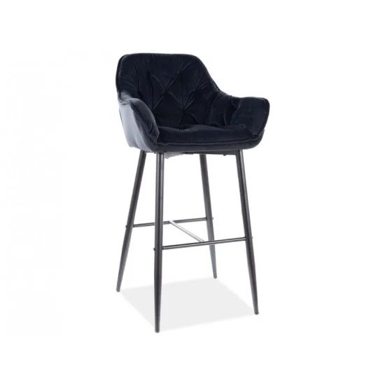 Барный стул CHERRY H-1 VELVET черный каркас / черный Черный CHERRYH1VCC 1