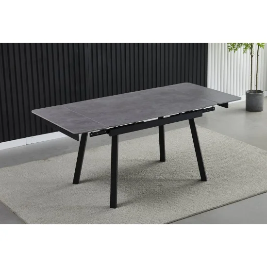 Стол обеденный раскладной MADRID CERAMIC 120(180)*85 grigio latte matt / черный каркас 3