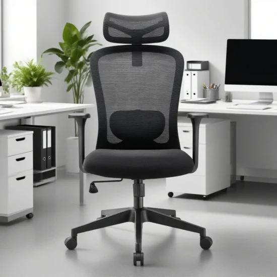 Крісло комп'ютерне JACOB чорна тканина/чорний каркас 7