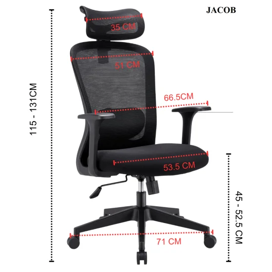 Крісло комп'ютерне JACOB чорна тканина/чорний каркас 8