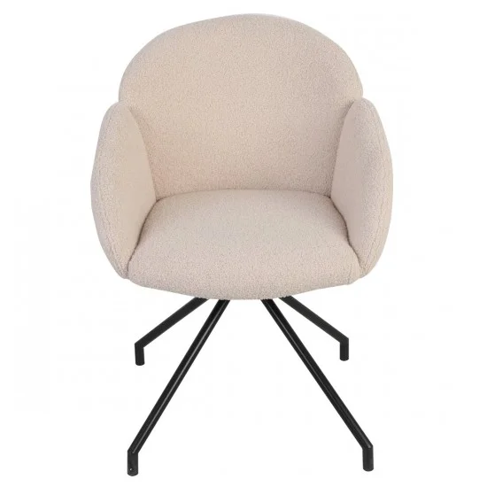 Стілець кухонний LINDA Чорний каркас / Кремовий Teddy букле оберт 180° 2