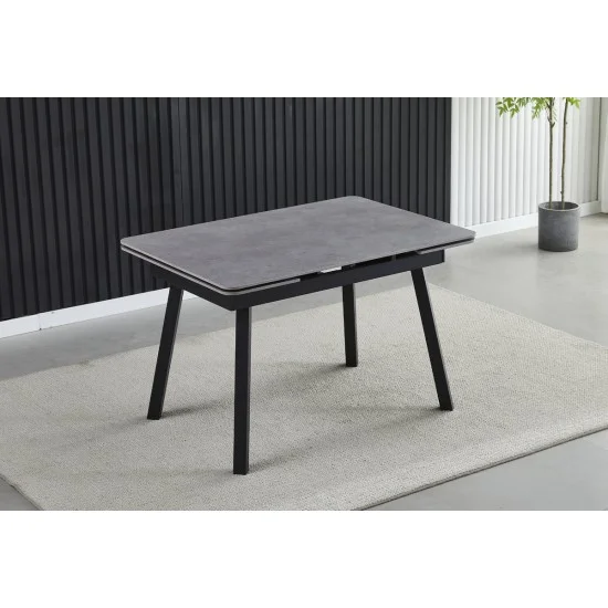 Стол обеденный раскладной MADRID CERAMIC 120(180)*85 grigio latte matt / черный каркас 2
