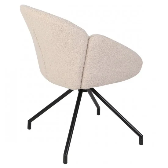 Стілець кухонний LINDA Чорний каркас / Кремовий Teddy букле оберт 180° 3
