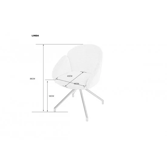 Стілець кухонний LINDA Чорний каркас / Кремовий Teddy букле оберт 180° 6