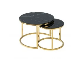 Журнальный столик MUSE II черный эф.мрамора / золото (к-кт) MUSEIICZMAZL