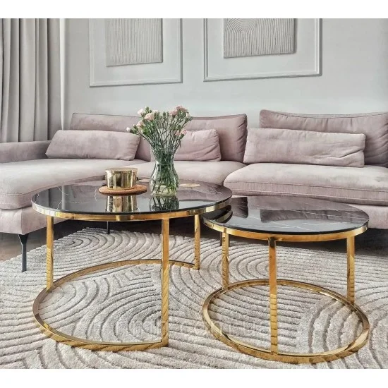 Журнальный столик MUSE II черный эф.мрамора / золото (к-кт) MUSEIICZMAZL 13