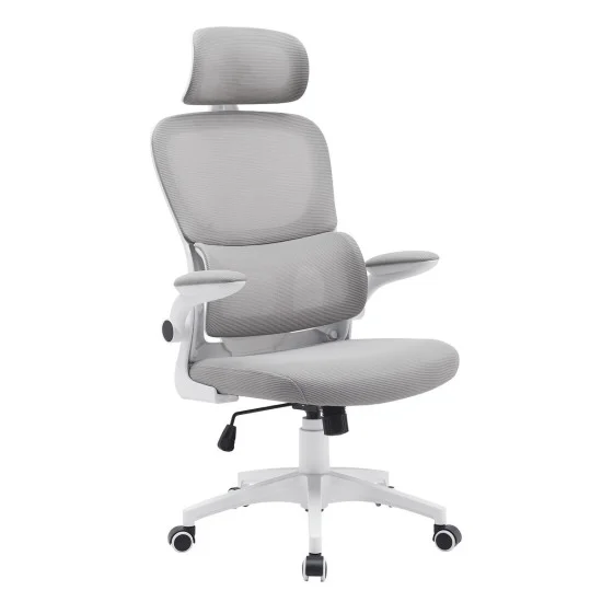 Кресло компьютерное OWEN серое/белый каркас 1