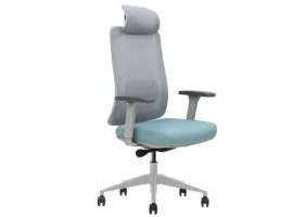 Офисное кресло TERRY серое/зеленая ткань/серый каркас
