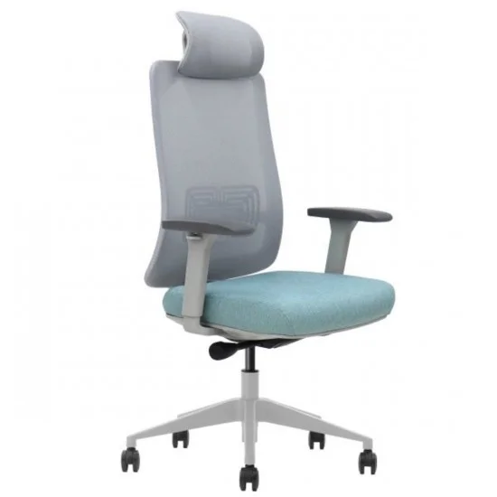 Офисное кресло TERRY серое/зеленая ткань/серый каркас 1