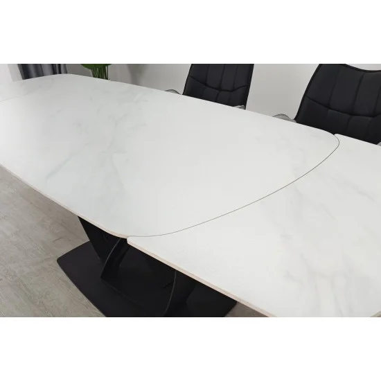 Обеденный раскладной стол TYLER CERAMIC 160(240)*90 белый мат/черный 8