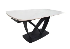 Обеденный раскладной стол TYLER CERAMIC 160(240)*90 белый мат/черный