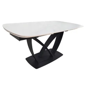 Обеденный раскладной стол TYLER CERAMIC 160(240)*90 белый мат/черный