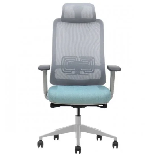 Офисное кресло TERRY серое/зеленая ткань/серый каркас 2