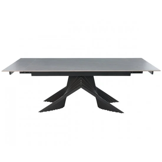 Стол ROSARIO CERAMIC 160(220)*90 серый мат/черный каркас 2