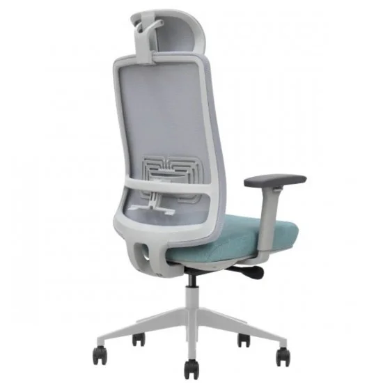Офисное кресло TERRY серое/зеленая ткань/серый каркас 6