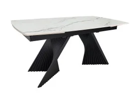 Стіл обідній розкладний EDMUND CERAMIC 160(240)*90 білий мат/чорний
