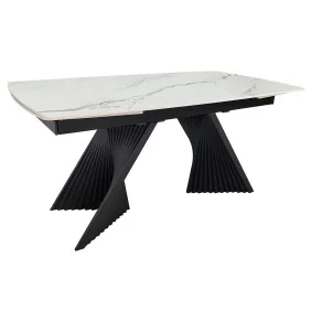 Обеденный раскладной стол EDMUND CERAMIC 160(240)*90 белый мат/черный