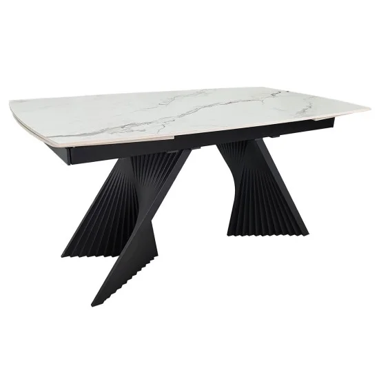 Обеденный раскладной стол EDMUND CERAMIC 160(240)*90 белый мат/черный 1