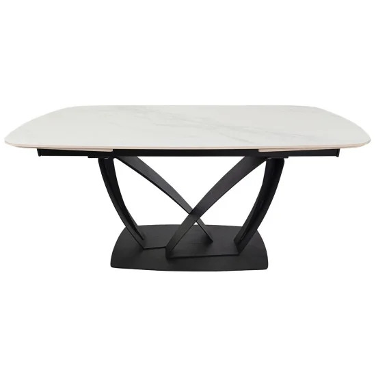 Обеденный раскладной стол TYLER CERAMIC 160(240)*90 белый мат/черный 4