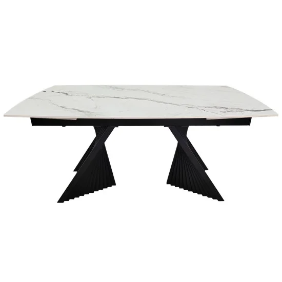 Обеденный раскладной стол EDMUND CERAMIC 160(240)*90 белый мат/черный 3