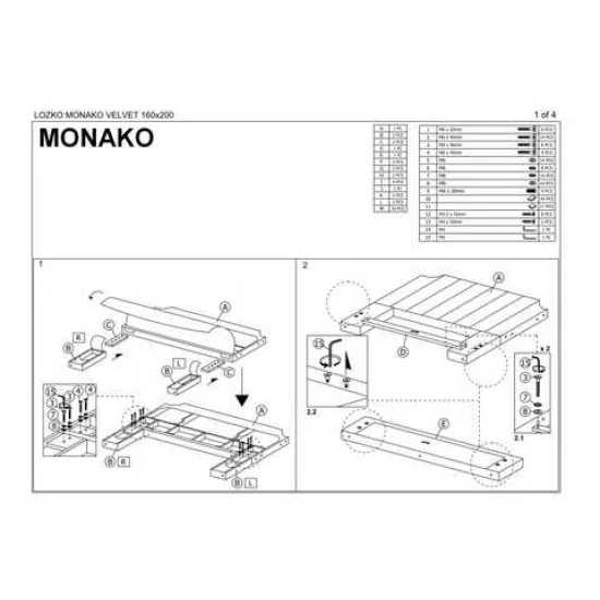 Кровать MONAKO VELVET 160x200 беж / золото BL. 28 MONAKOV160BEZL 5