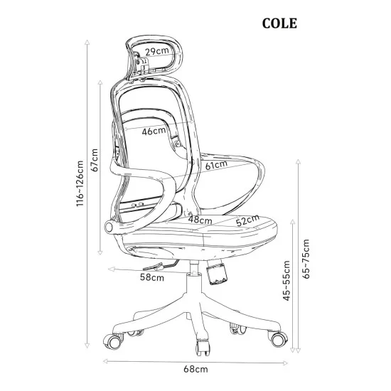 Кресло компьютерное COLE черное/черный каркас 5
