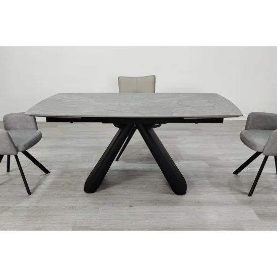Обеденный раскладной стол GREYSON CERAMIC 160(240)*90 серый мат/черный 4