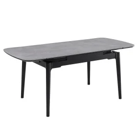 Раскладной обеденный стол DUBLIN CERAMIC 120(180) × 80, светло-серый/черный каркас