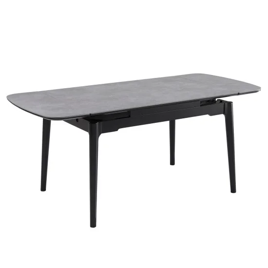Раскладной обеденный стол DUBLIN CERAMIC 120(180) × 80, светло-серый/черный каркас 1