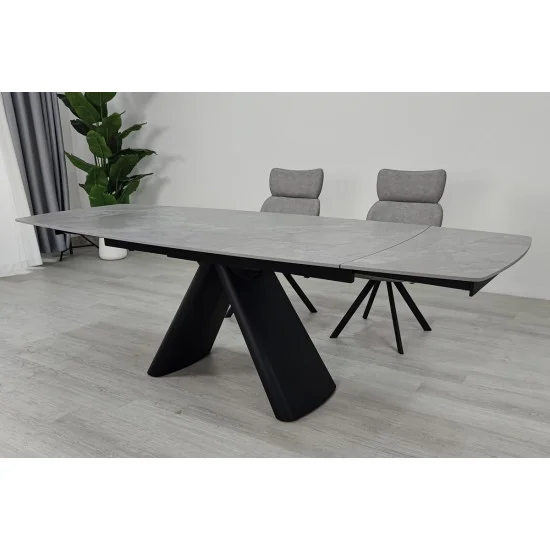 Обеденный раскладной стол GREYSON CERAMIC 160(240)*90 серый мат/черный 2