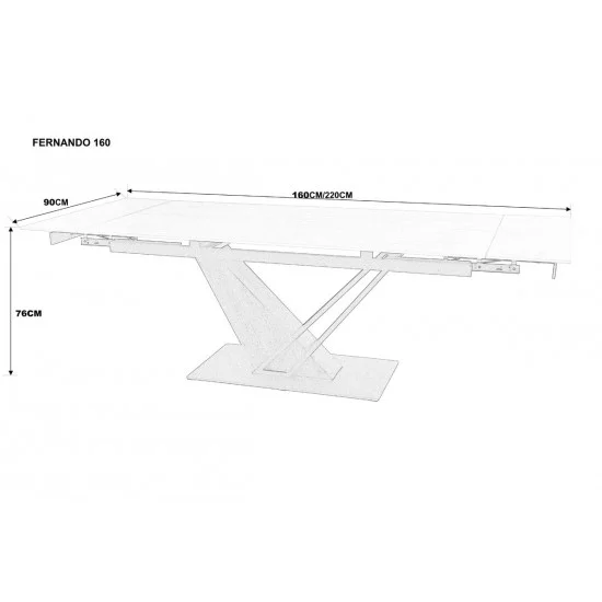 Стол FERNANDO CERAMIC 160(220)*90 травертин мат/тёмный орех 8