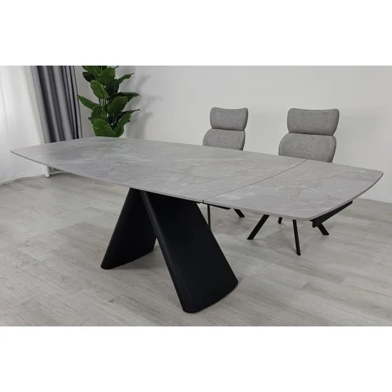 Обеденный раскладной стол GREYSON CERAMIC 160(240)*90 серый мат/черный 9