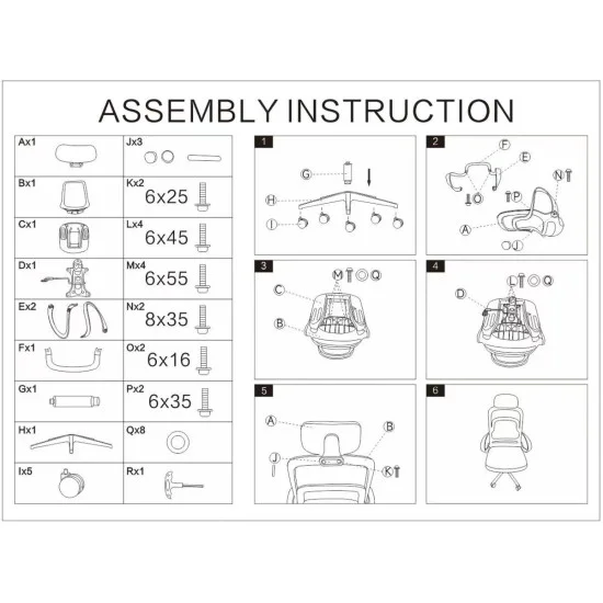 Кресло компьютерное COLE черное/черный каркас 6