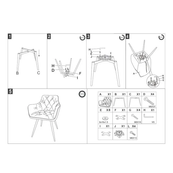 Стілець кухонний ARDEN Чорний каркас / Сірий тканина 7