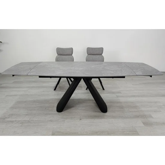 Обеденный раскладной стол GREYSON CERAMIC 160(240)*90 серый мат/черный 7