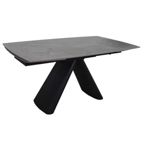 Обеденный раскладной стол GREYSON CERAMIC 160(240)*90 серый мат/черный