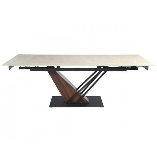 Стол FERNANDO CERAMIC 160(220)*90 травертин мат/тёмный орех 3