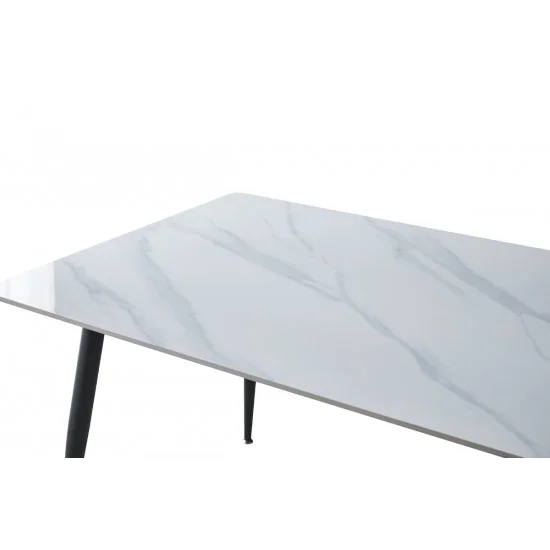 Стол обеденный SABA CERAMIC 130*70 белый глянец / черный каркас 2