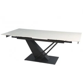 Стол FERNANDO CERAMIC 140(200)*90 бежевый/черный