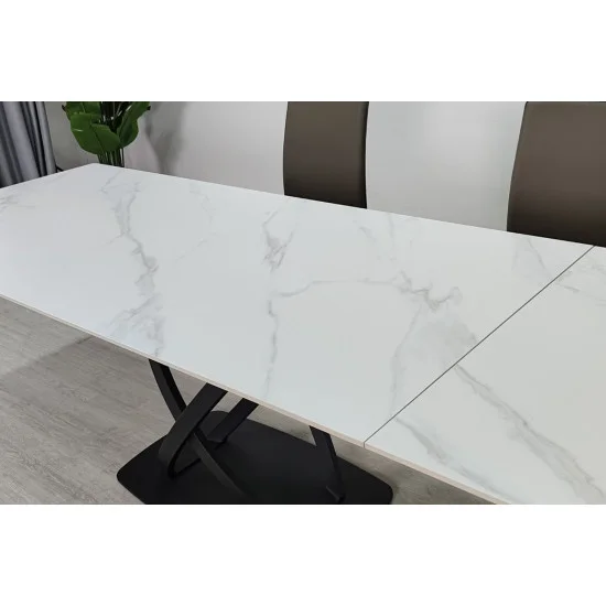 Обеденный раскладной стол HILDA CERAMIC 160(240)*90 белый мат/черный 8