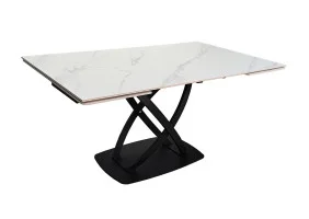 Обеденный раскладной стол HILDA CERAMIC 160(240)*90 белый мат/черный
